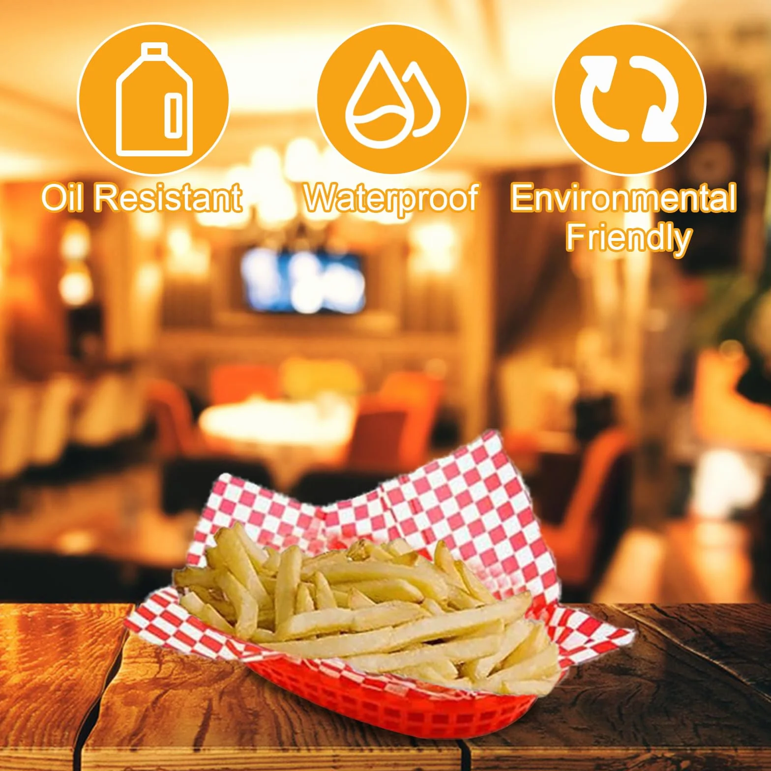 DAJAVE 500 fogli di carta oleata per uso alimentare, colore rosso, a scacchi, a prova di olio, per gastronomia, hamburger, sandwich, torte, patatine fritte (30 x 30 cm)