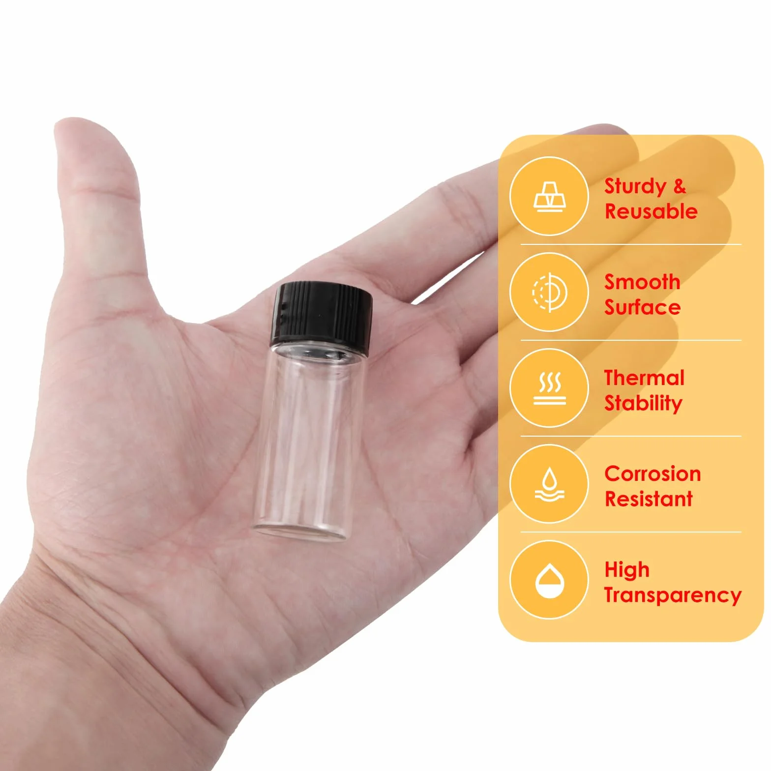 Fiale di Vetro 10 ml con Tappi a Vite, Flacone Campione Liquido, 12 Pezzi