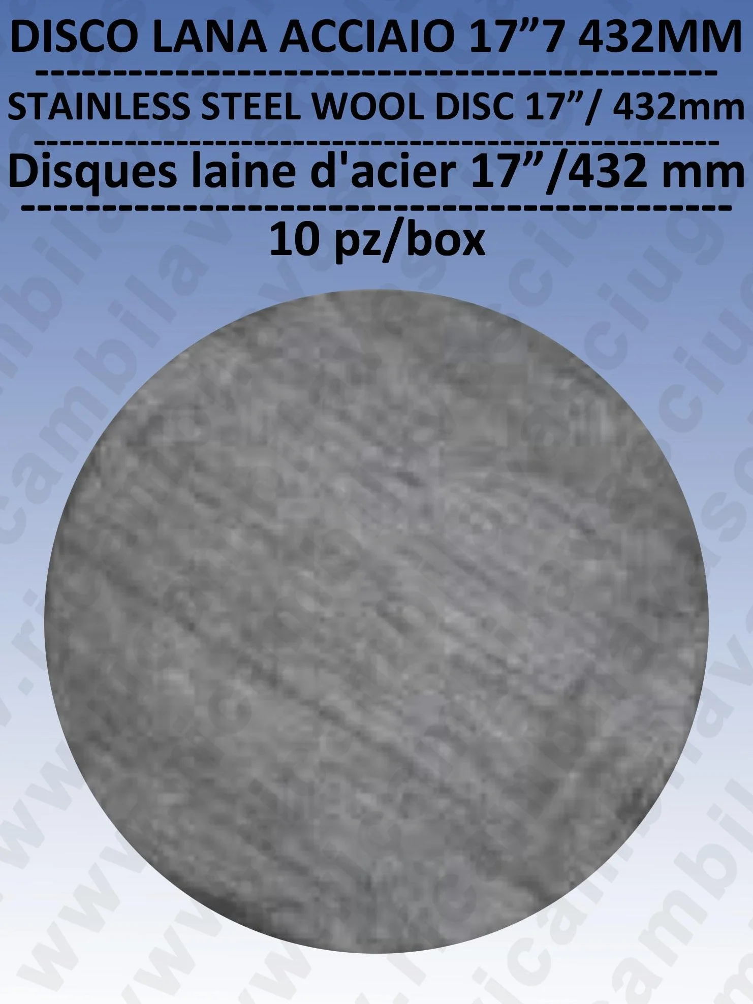 PAD DISCHI LANA D'ACCIAIO 17" 432 mm 10 PEZZI per lavapavimenti