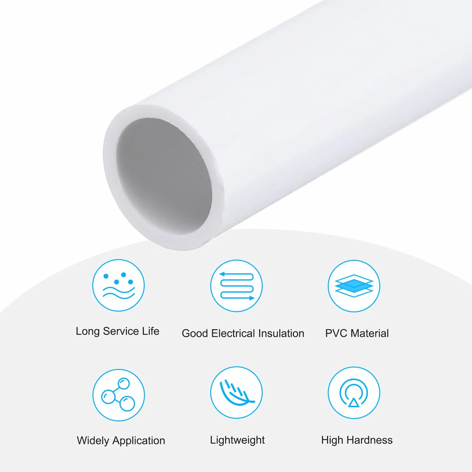 QUARKZMAN Tubo Rigido Rotondo in PVC 8mm ID 10mm OD 8" Lunghezza Bianco ad Alta Resistenza per Tubi d'Acqua, Artigianato, Guaina Cavi