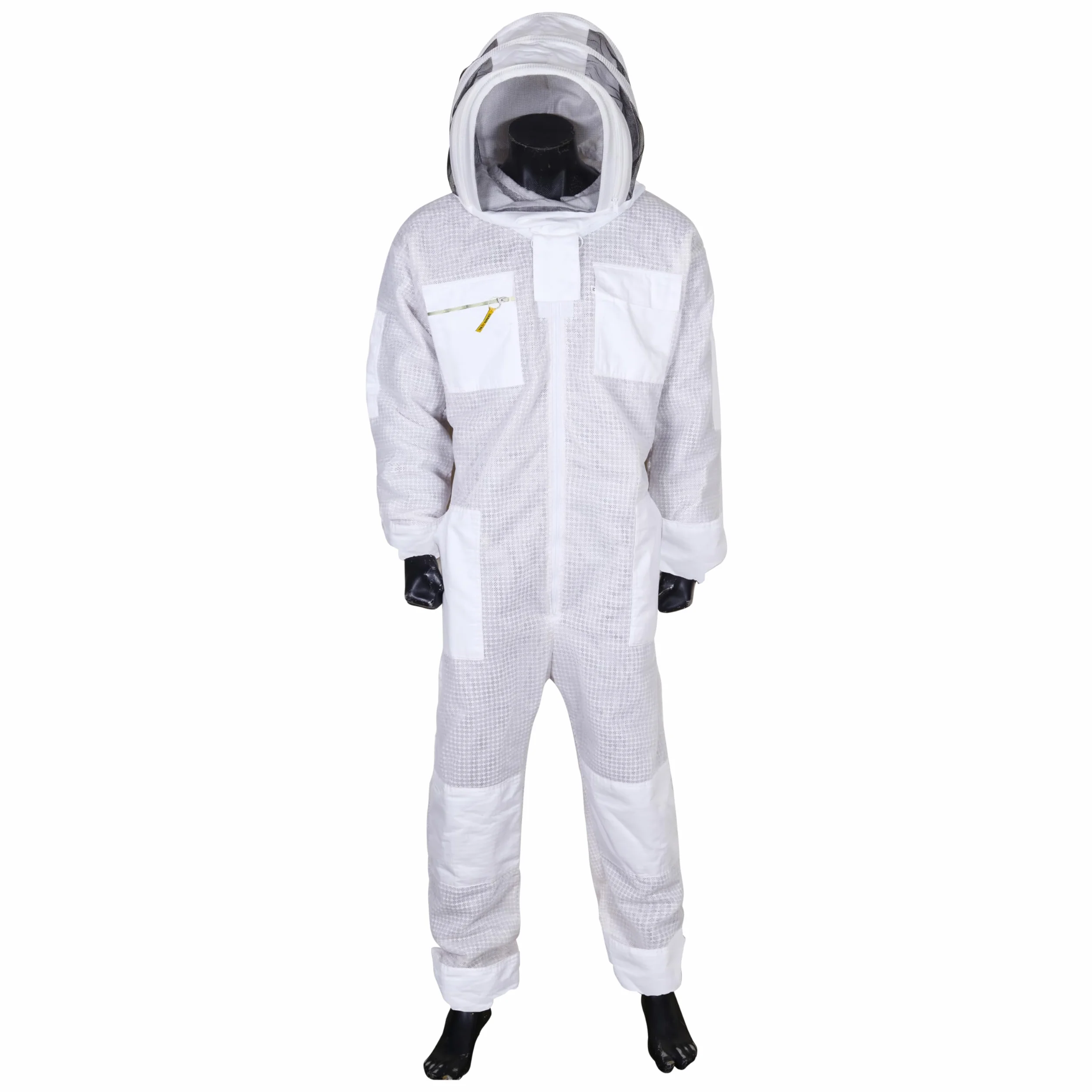 Tuta Apicoltore Professionale Ventilata con Cappello fantasia, Cappello Integrato e Ampie Tasche - Abbigliamento Protettivo per Apicoltura, Anti-Punture API, Naturale traspirante /Resistente
