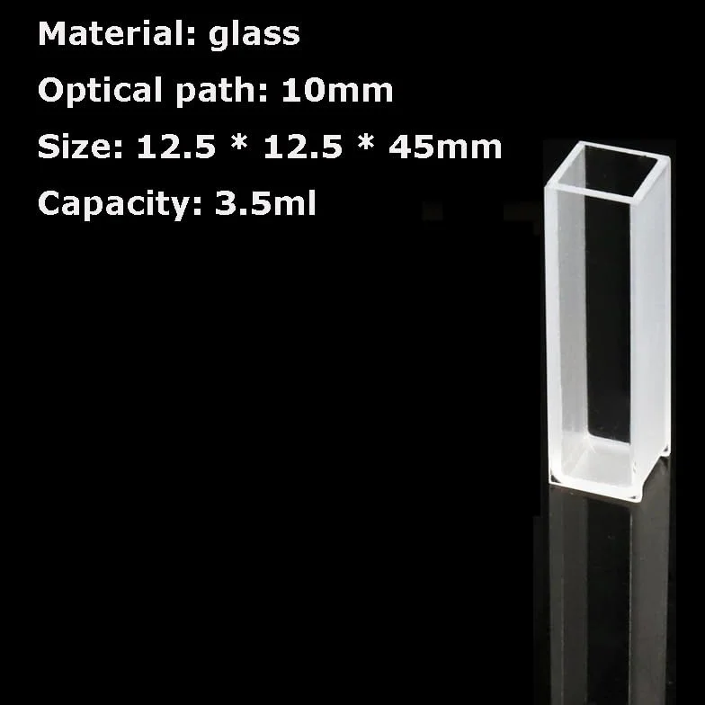 Set di 10 cuvette in vetro per spettrofotometro - 5-50 mm, vetro ottico di precisione 10mm