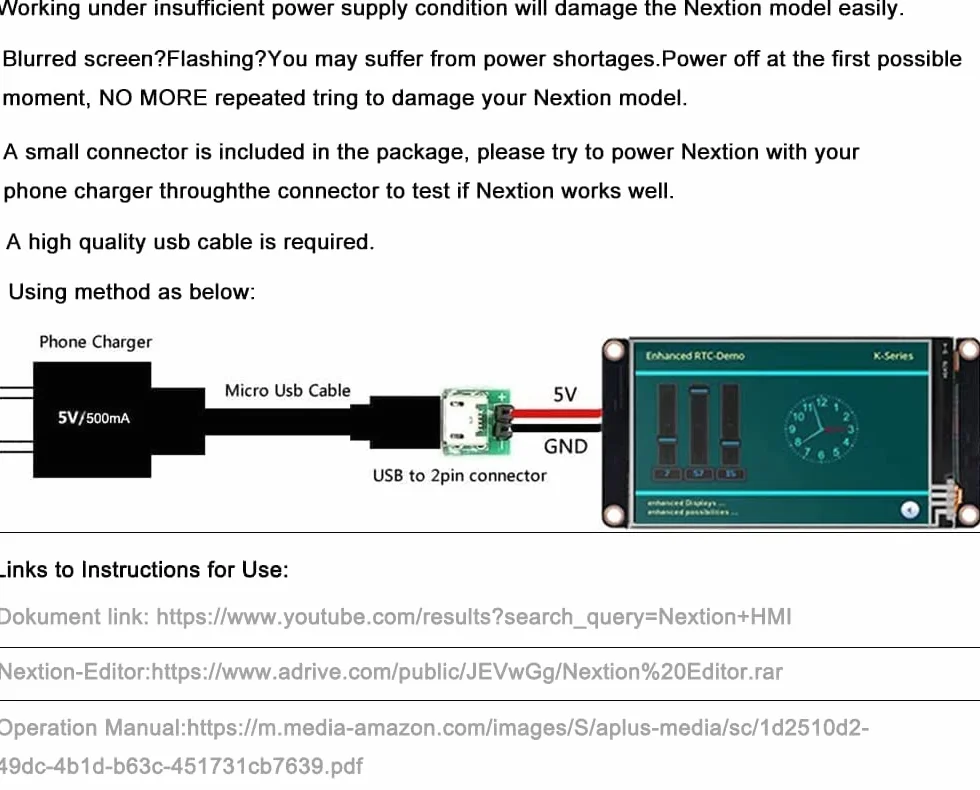 Inglese Nextion Enhanced 5.0 ''HMI USART UART Seriale TFT Touch Display Modulo Schermo Pannello per Arduino Raspberry Pi ESP8266 (NX3224K050)