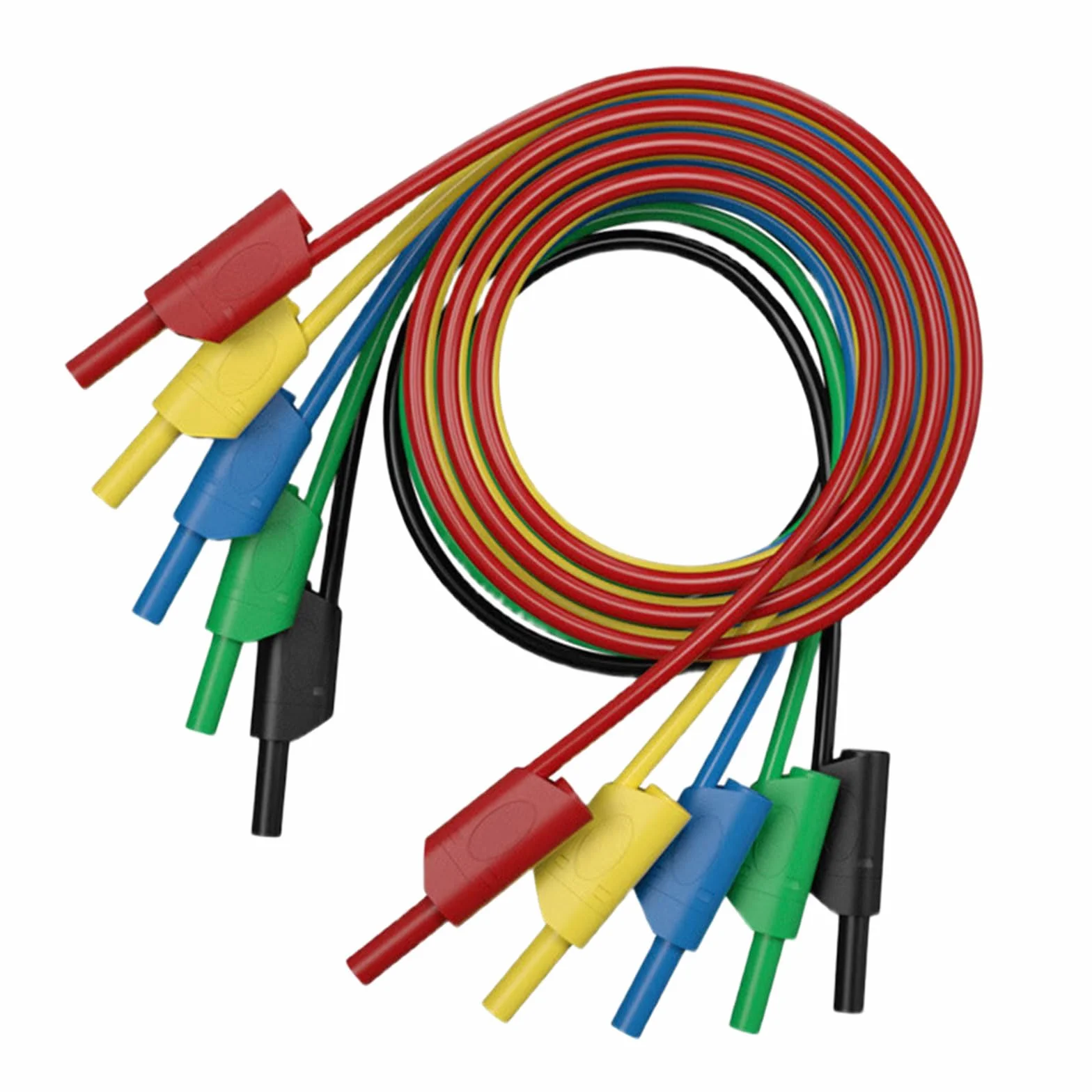 Cavo di prova flessibile in silicone, 5 pezzi, connettore a banana da 4 mm, set di cavi multimetro da 1 metro con design di sicurezza per l'uso con multimetri, cavo di prova per apparecchiature di