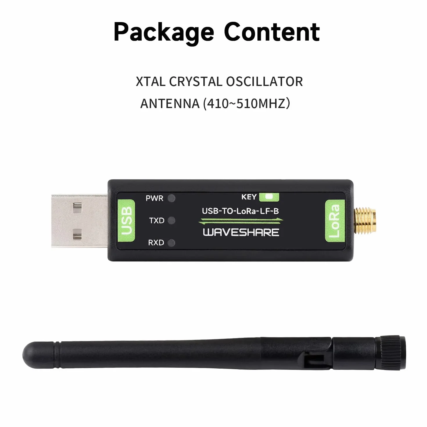 Waveshare USB to LoRa Data Transfer Module LF-B, Based On SX1262, Suitable For Data Acquisition In Industry And Agriculture,XTAL crystal oscillator,410~510MHz frequency for Asia and Europe
