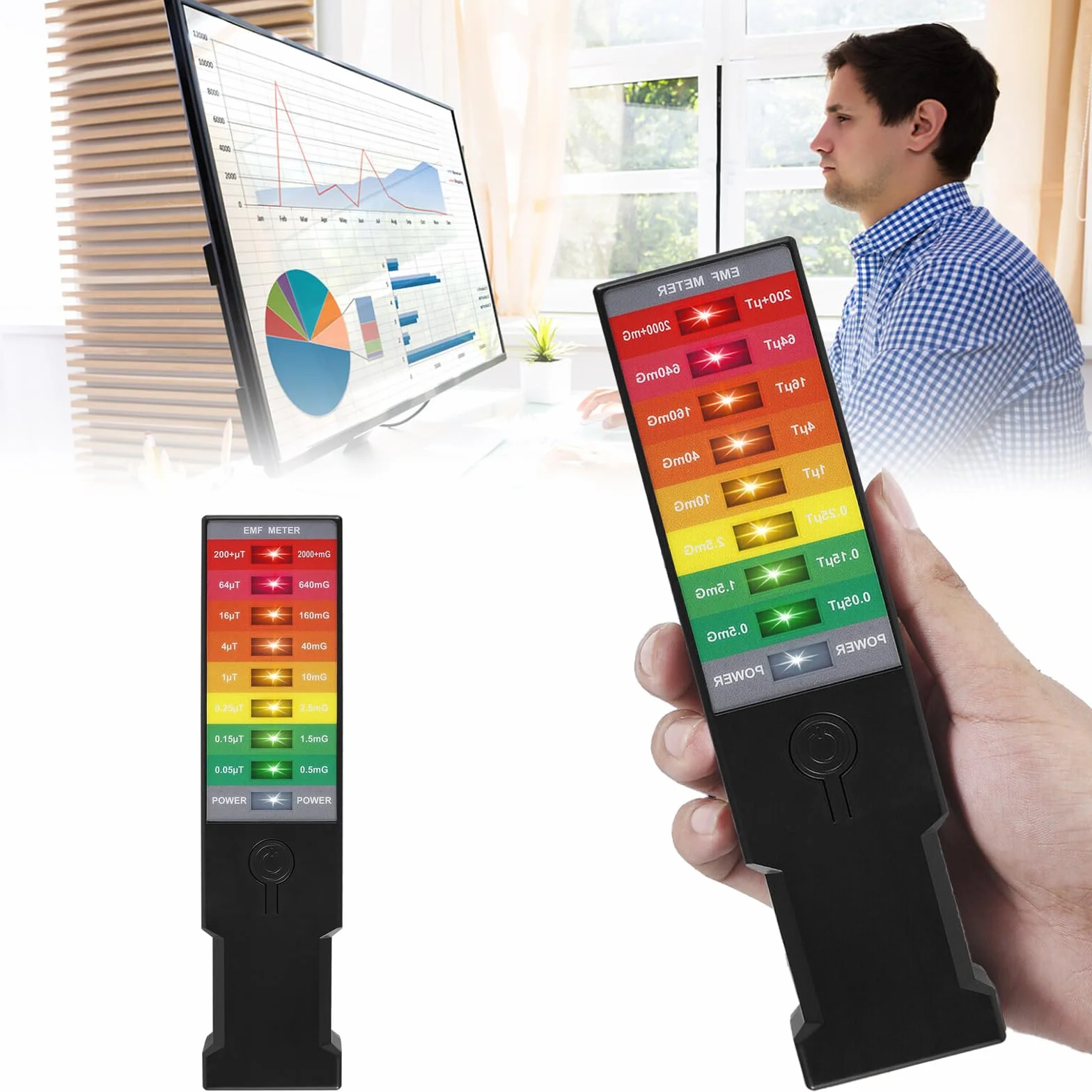 Nizirioo K3 EMF Meter Rilevatore di Campo Magnetico: Rilevatore Anti Radiazioni, Strumento di Test per Caccia ai Fantasmi, Attrezzatura Paranormale, per Test all'aperto, Ufficio, Portatile