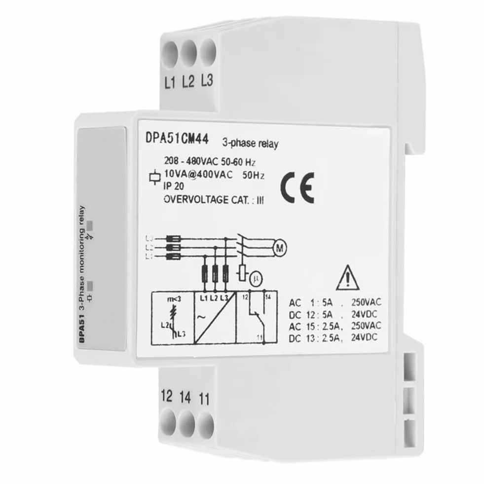 DPA51CM44 Protezione Sequenza Fasi Relè di Monitoraggio Trifase 208-480 V CA.