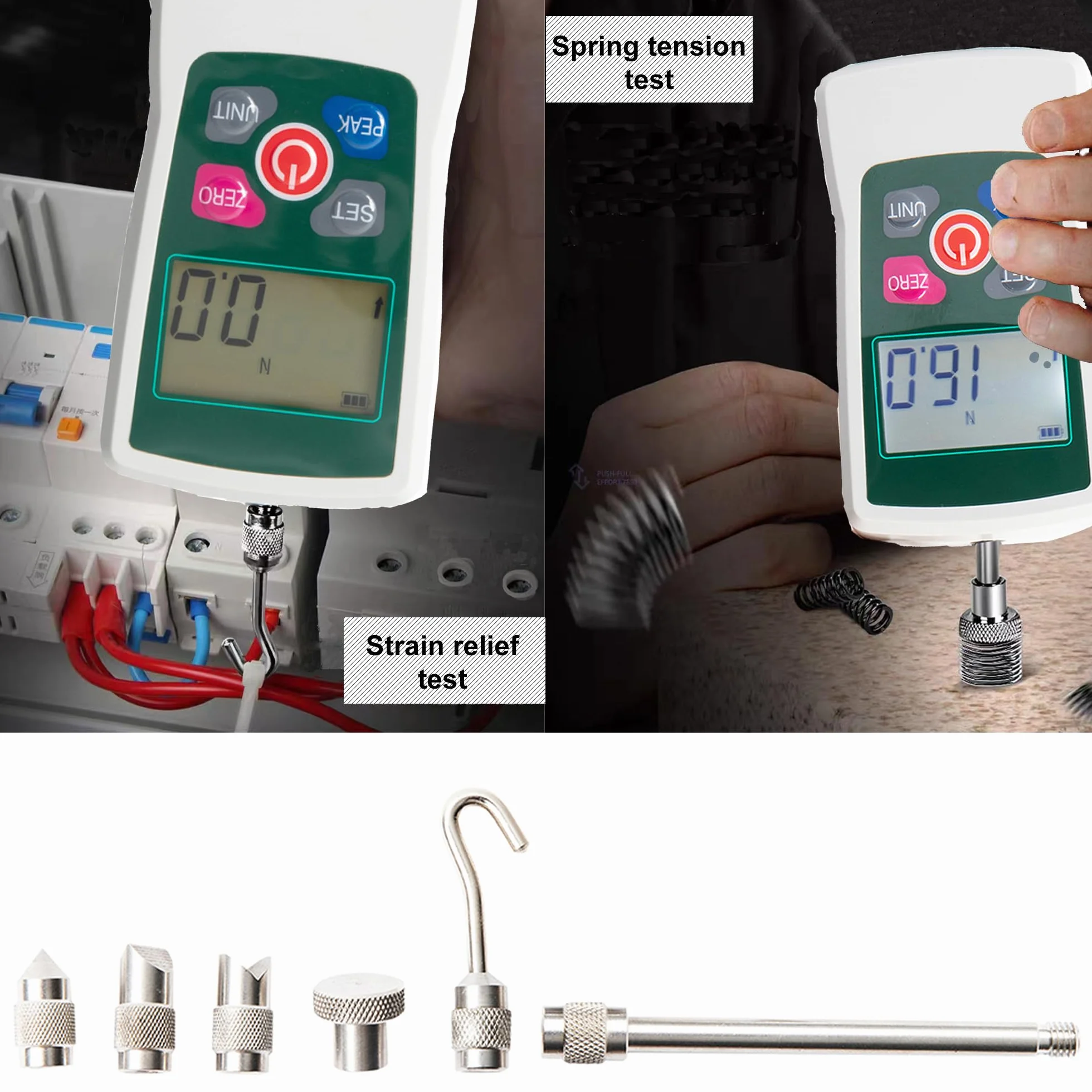 Beslands Misuratore di Forza Digitale,Force Gauge Push Pull, AMF-500 dinamometro digitale portatile multimetro (N-kg-lb-Oz)
