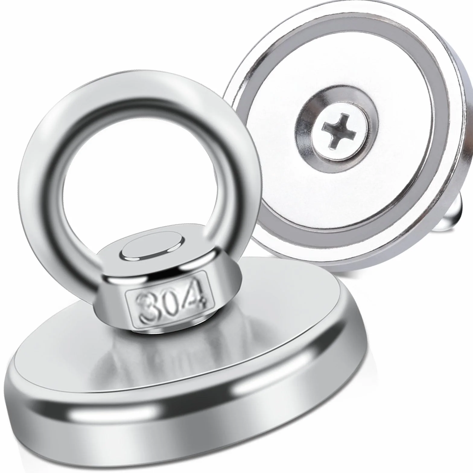 Magneti al Neodimio Extra Forti 42 mm 60kg Forza Magnete Da Pesca con Foro 2 Pezzi