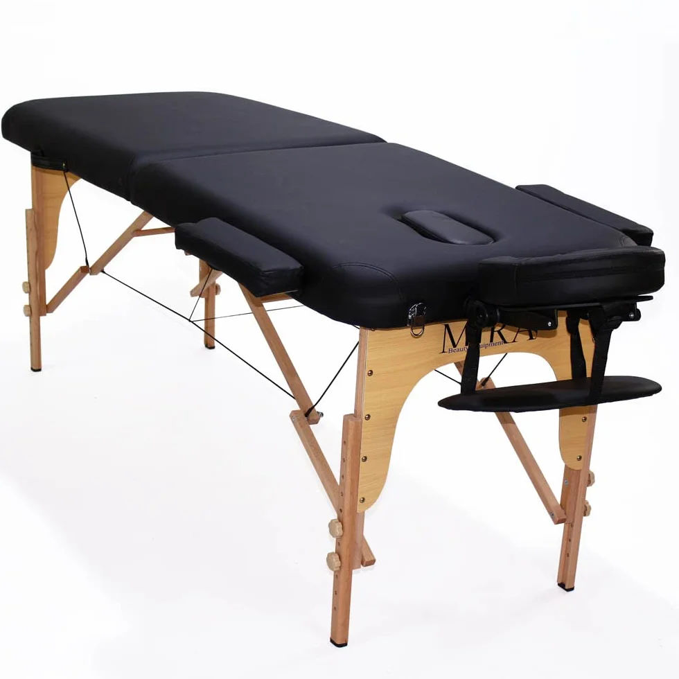 Mira Lettino massaggio portatile richiudibile senza schienale misura 185x65cm incluso accessori e borsone peso ciraca13kg (Black)