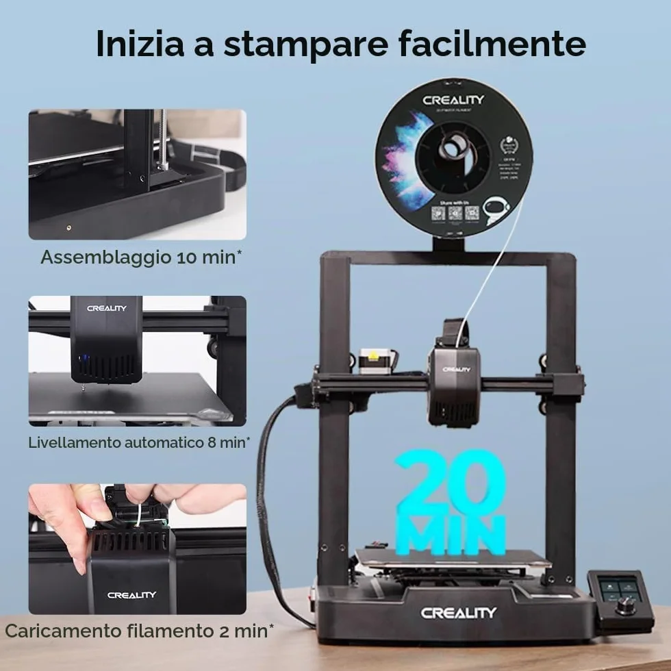 Stampante 3D Creality Ender 3 V3 SE con velocità di stampa di 250 mm/s CR Touch Strain Sensor Sprite Direct Extruder Dual Z-axis & Y-axis Print 8.6 * 8.6 * 9.8in