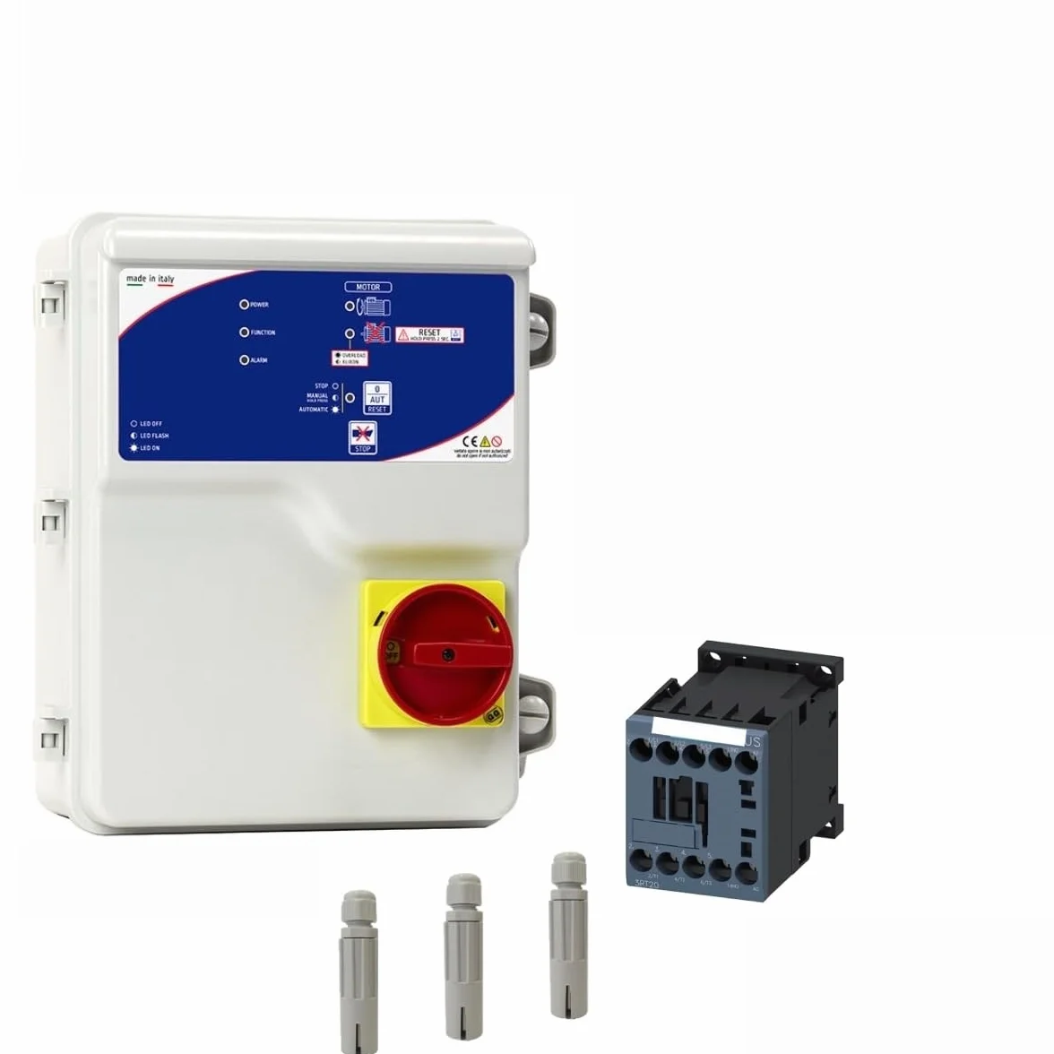 QUADRO COMANDO PER POMPA SOMMERSA POZZO, ACQUE REFLUE SALVAMOTORE SONDE 230 400 (V230+Contattore+Sonde Monofase)