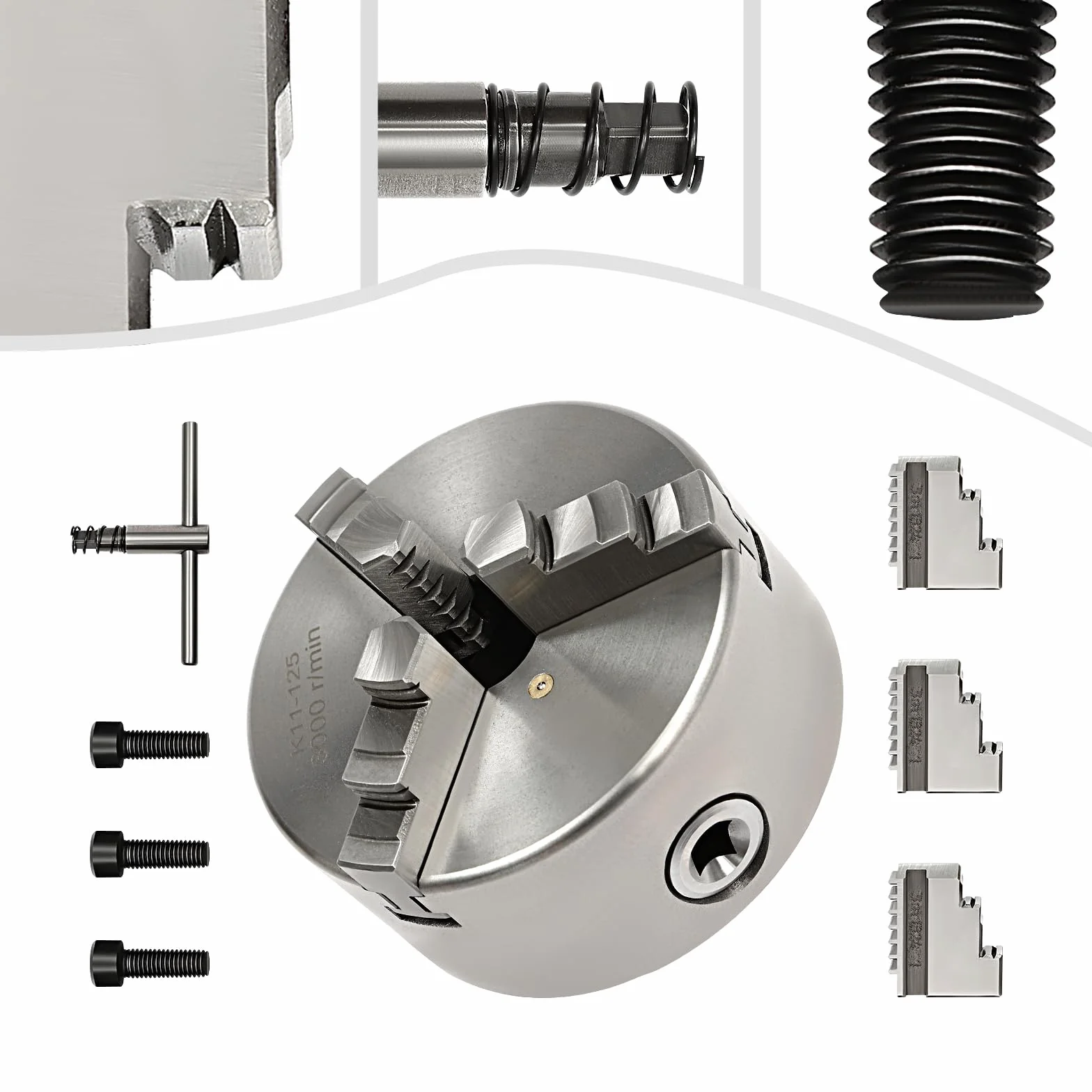 Mandrino per tornio K11-125 mm 3 griffe Rivestimento a tre griffe