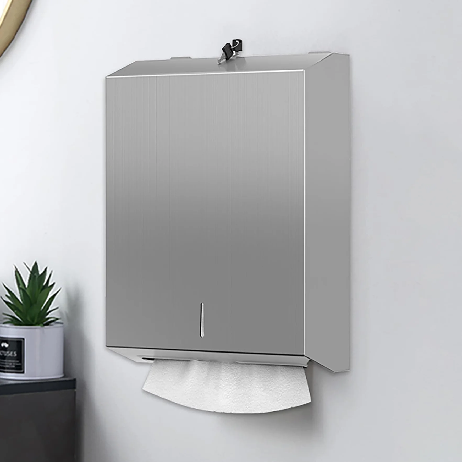 NICEME Distributore Asciugamani Carta Acciaio Inox 350-550 Fogli Argento