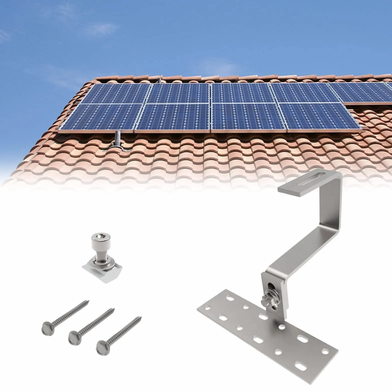 SPORTARC Supporto per tetto a pannello solare, gancio per tetto fotovoltaico regolabile per montaggio superficiale solare fotovoltaico | Staffa per pannello solare per montaggio pannelli solari