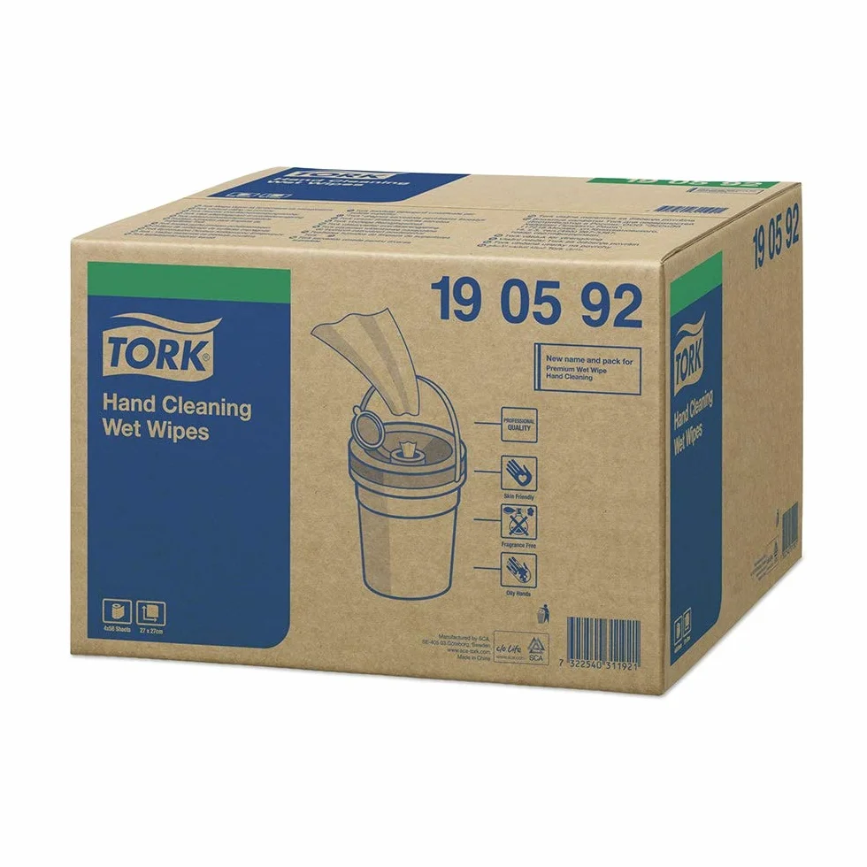 Tork Prem.Wet hand cleaning wipes,1-plywhite,16mx27cm,case 4 buckets/58 sheets