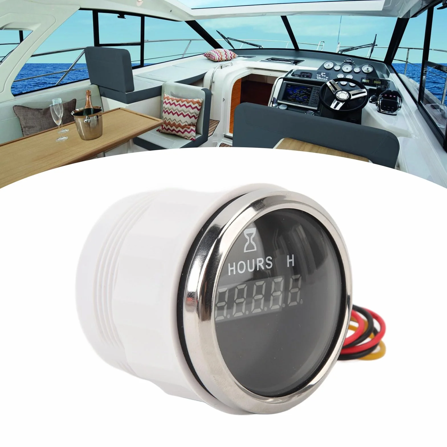 Contaore Digitale Rotondo 52MM DC 9V Alta Precisione per Barche Yacht Camper