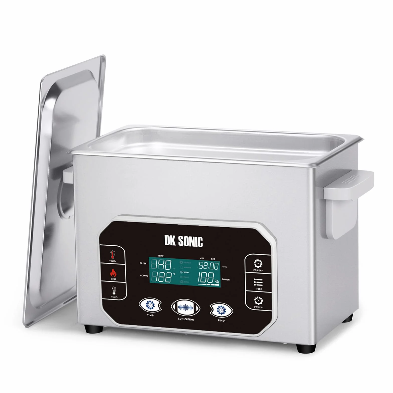 DK SONIC Pulitore a Ultrasuoni Professionale 4L 120W, Vasca Ultrasuoni di Precisione con Controllo Touch intelligente, Cinque Modalità per Occhiali, Catene, Orologi, Monete (Cestello Incluso)