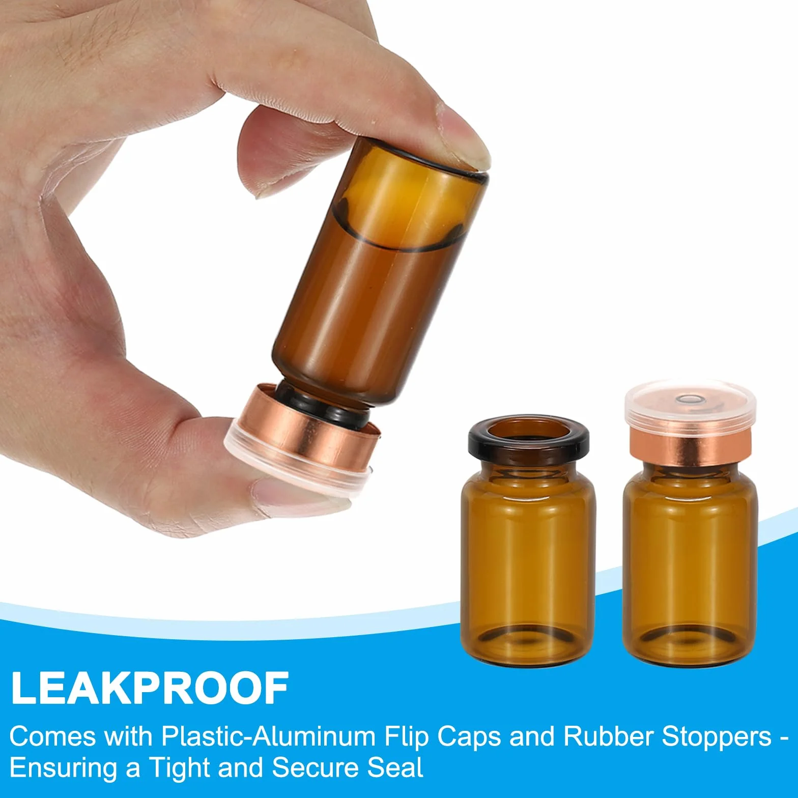 PATIKIL 12pz 7ml Fiale Esemplare in Vetro Borosilicato Ambra con Tappo Plastica Alluminio e Tappo in Gomma per Conservazione Solidi Liquidi Polveri Laboratorio, Tono Oro