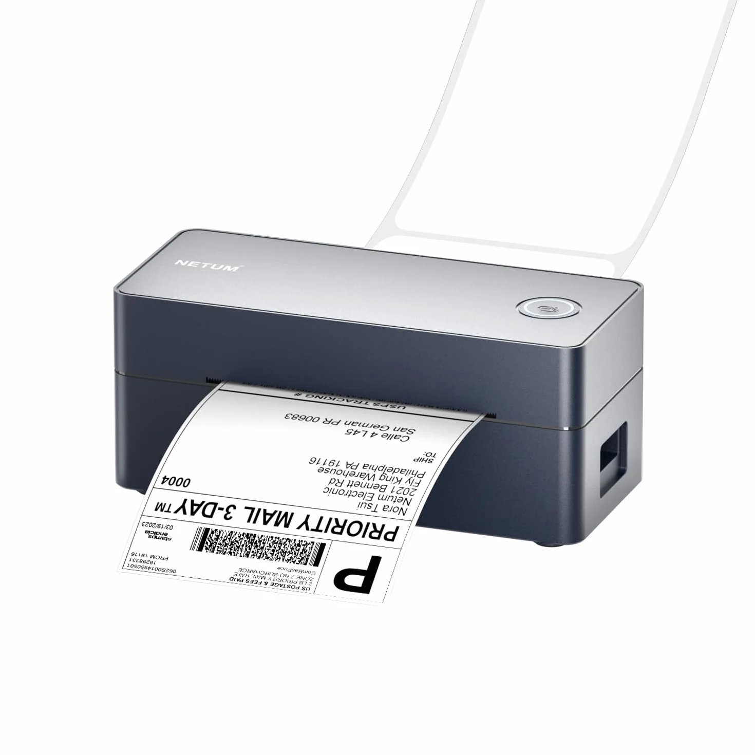 NETUM Stampante Etichette Termica Bluetooth e USB 100x150 mm, Stampante Termica Diretta Alta Velocità per Etichette Spedizione, Codici a Barre, Compatibile con Amazon, Etsy, Logistica e Magazzino