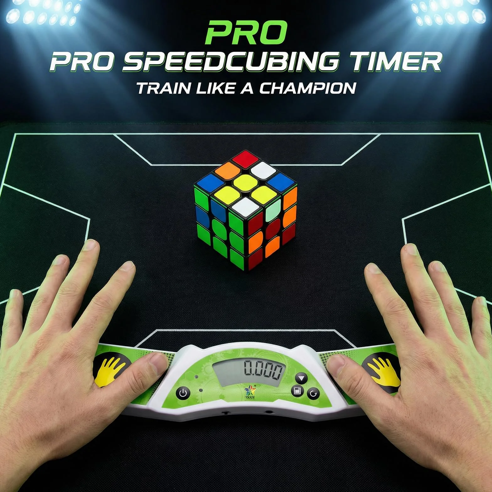 Timer di Precisione Speedcube Professionale 0,001s Sensore Curvo Effetti Sonori Connettore Display Esterno per Speedcubing Stacking