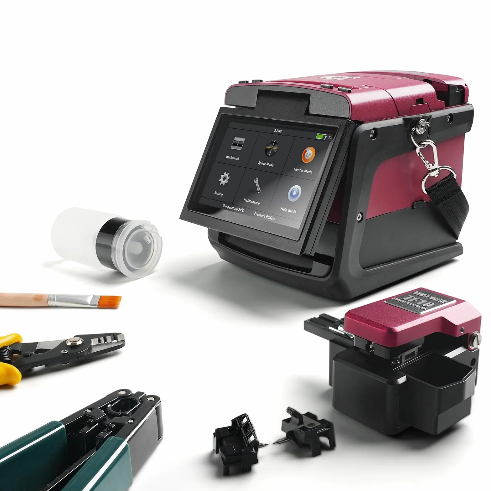 Kit di giunzione a fibra ottica - THEFIBER Fiber Splicer, con messa a fuoco automatica FTTH Fusion Splicer, sistema di giunzione 4S, riscaldamento 15S