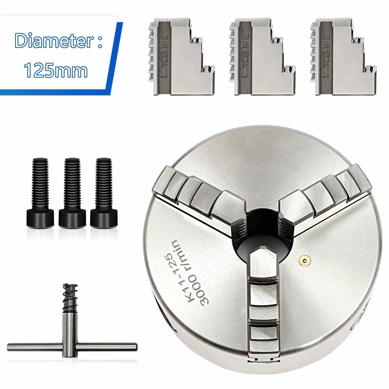 Mandrino per tornio da 125 mm, mangime autocentrante con chiave Chuck, 3 tornio per macchine utensili e macchine utensili CNC