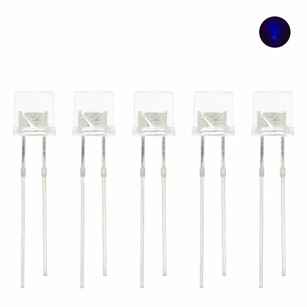 100 pz Min 5mm Flat Top Bianco Rosso Rosa Giallo Blu Grandangolo Lampada Diodo LED Lampadine Ultra Luminose Diodo Emettitore F5 5mm Lampada LED FAI DA TE