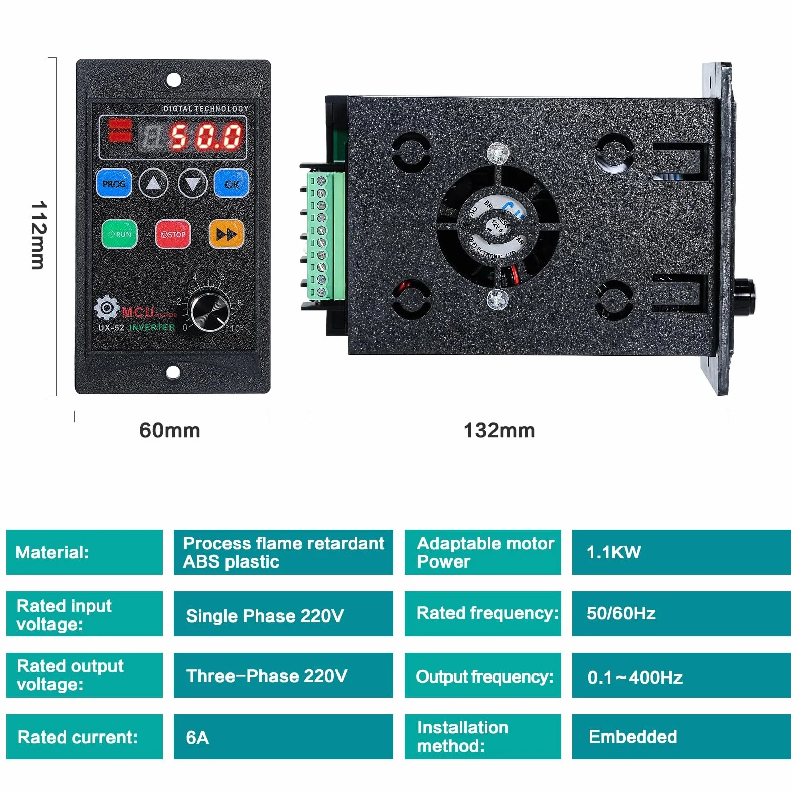 DEWIN Convertitore di Frequenza VFD,AC220V 1100W VFD Convertitore di Velocità Inverter per Motori Trifase Regolatore velocità del Motore Ingresso Monofase Uscita Trifase Regolatore di Velocità 220V