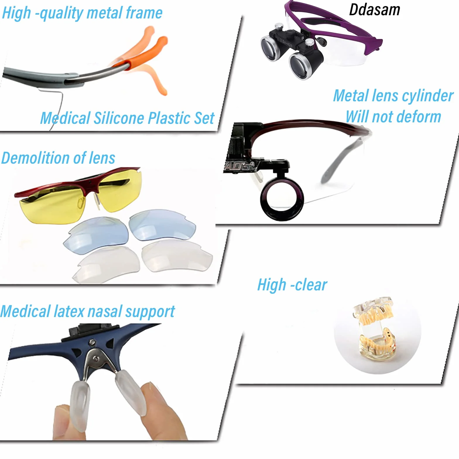 Occhiali ingrandimento,Lente d'Ingrandimento Dentale, dental loupe,lampada dentale 3,5x Occhialini Binoculari Medici Chirurgici Dentali con Faro LED per Chirurgia Odontoiatrica