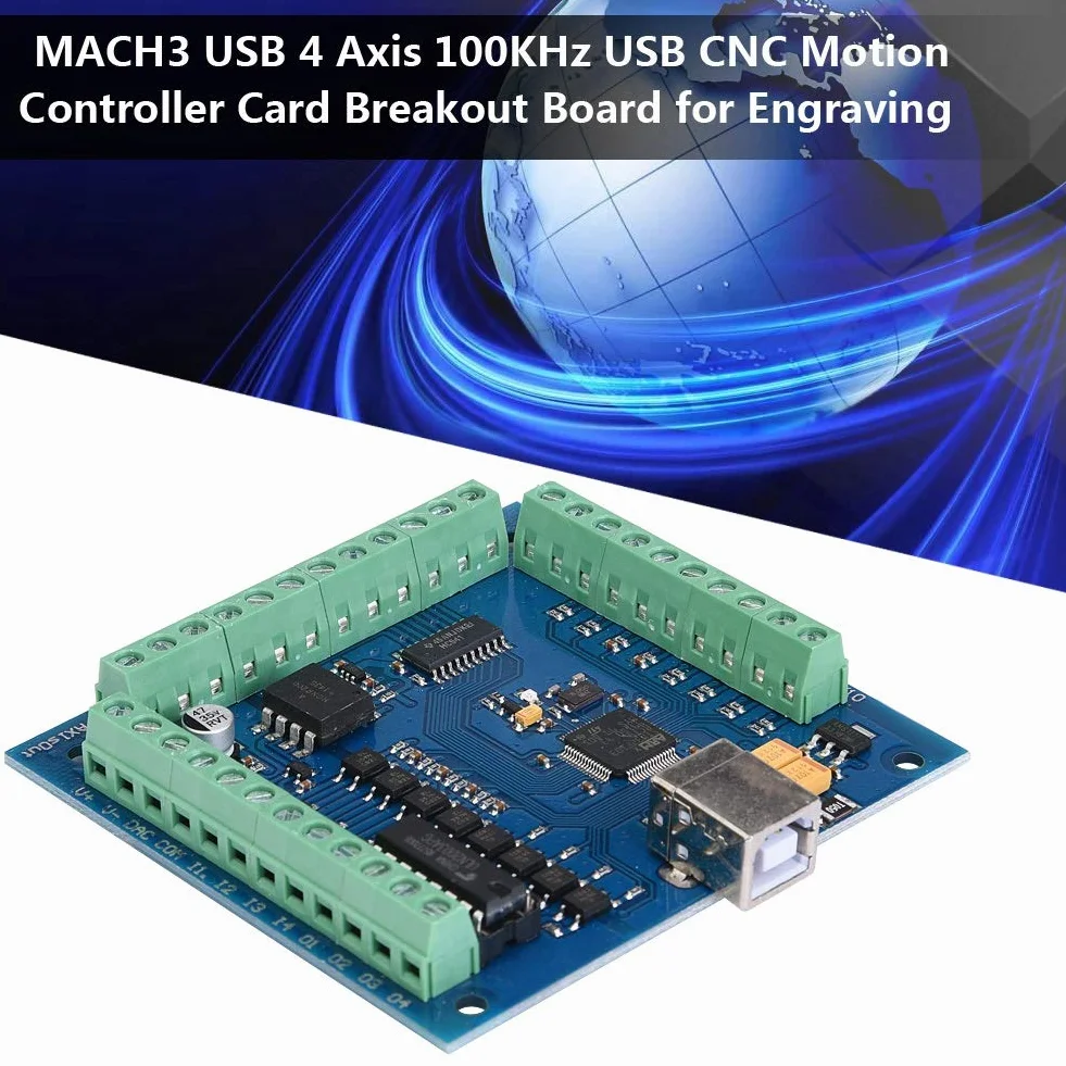 Motion Card, 100KHz USB CNC Motion Controller Card Breakout Board per incisione, Surpport Emergency Input/Limit Switch, con 1 LED di stato