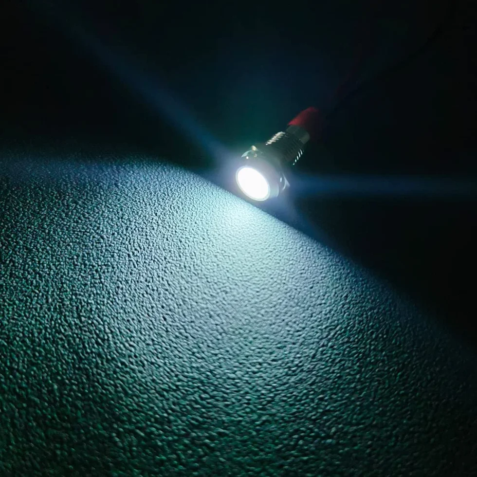 GUUZI Luminose a LED da 6mm, 220V-230V, Impermeabili con Piastra Metallica, Montaggio a Pannello, Testa Piatta (Bianco)
