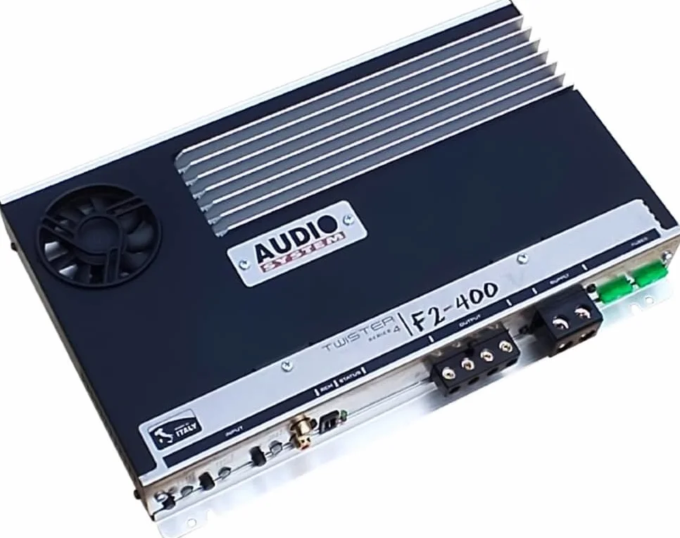 KIT SET PER AUDIO SYSTEM F2-400, 1 amplificatore 2 canali 2 x 280 watt rms a 2 ohm, spl, bagagliaio, cofano, auto, 1 pezzo + 3 sticker omaggio