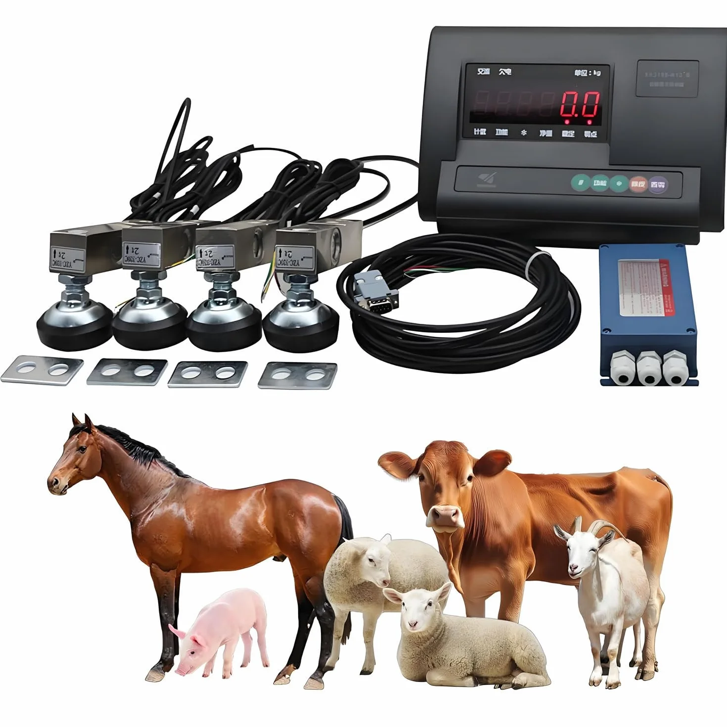 Bilancia per Bestiame ad Alta precisione, Kit cella di carico con capacità di carico di 5000 kg/11023 libbre con Display LED, con Scatola di Giunzione a 4 Fili, Doppia Alimentazione 3000kg