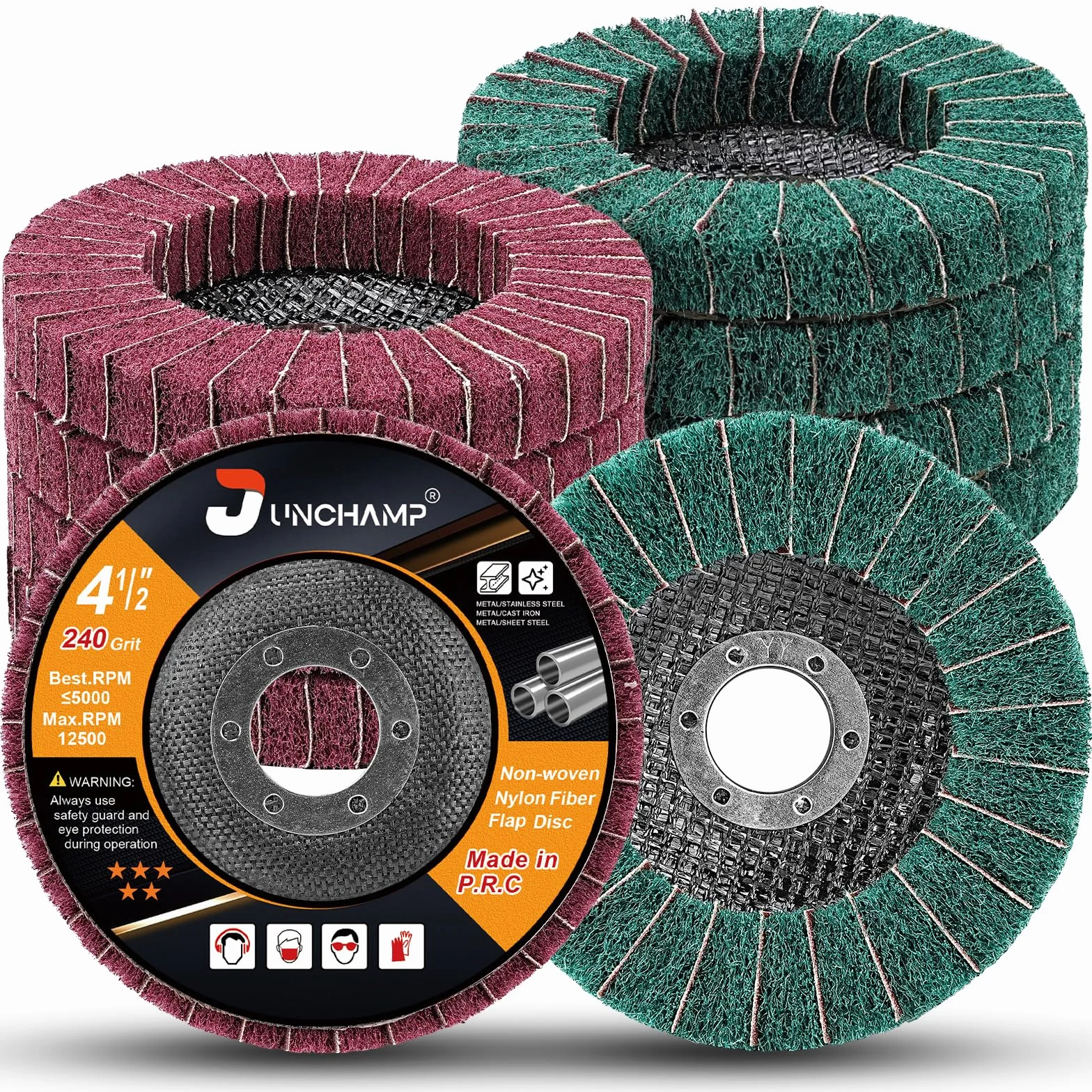 10 dischi lamellari in fibra di nylon grana 120 e 240 dischi abrasivi per smerigliatrice angolare da 11,4 cm, rimozione vernice e ruggine