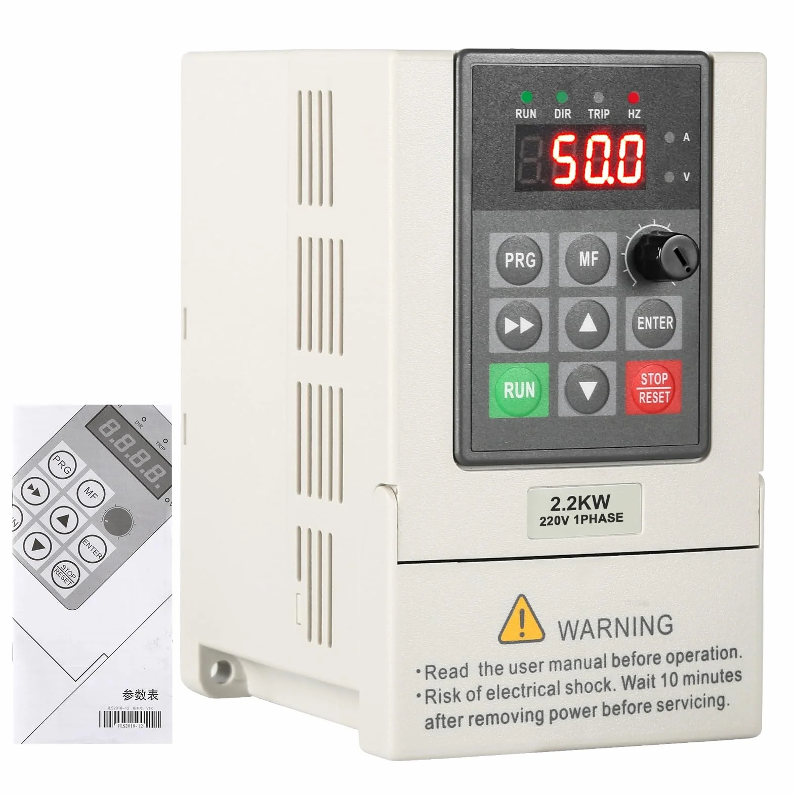 DEWIN VFD Azionamento a Frequenza Variabile,2.2kW 220V VFD Inverter per Motori, Ingresso monofase 220V Uscita trifase 380V Inverter di frequenza CNC con Cavo di Prolunga da 2m (2.2kW)