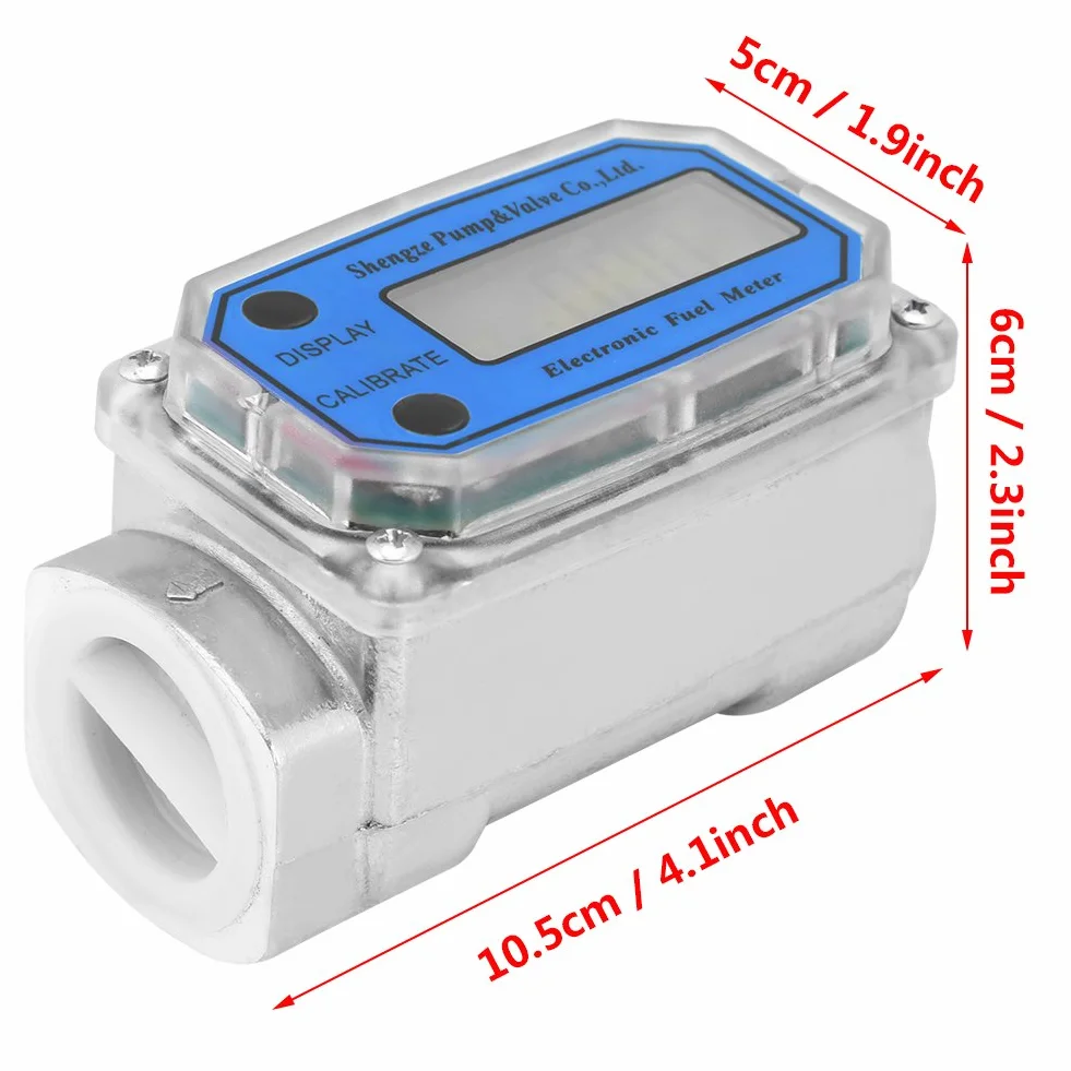 Yosoo Health Gear Misuratori di Portata Digitali A Turbina 1'' Benzina Cherosene Acqua Liquido Blu