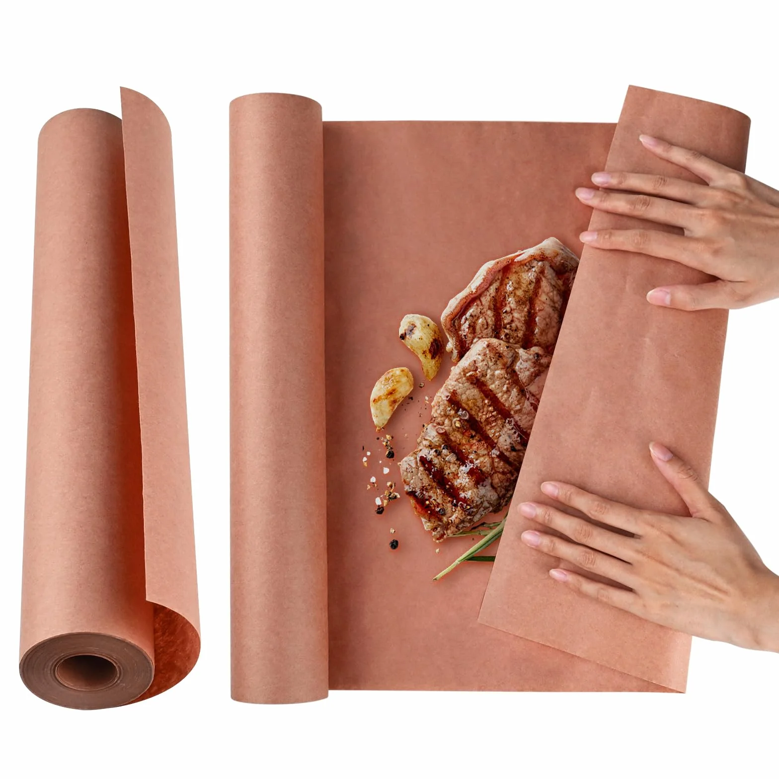 Pink Butcher Paper BBQ 40cm x 30m, Rotolo di Carta da Macellaio, Carta Kraft per Barbecue Rotol per Barbecue, Affumicatore, Carne di Pesce, Perfetta per Cucinare Succoso