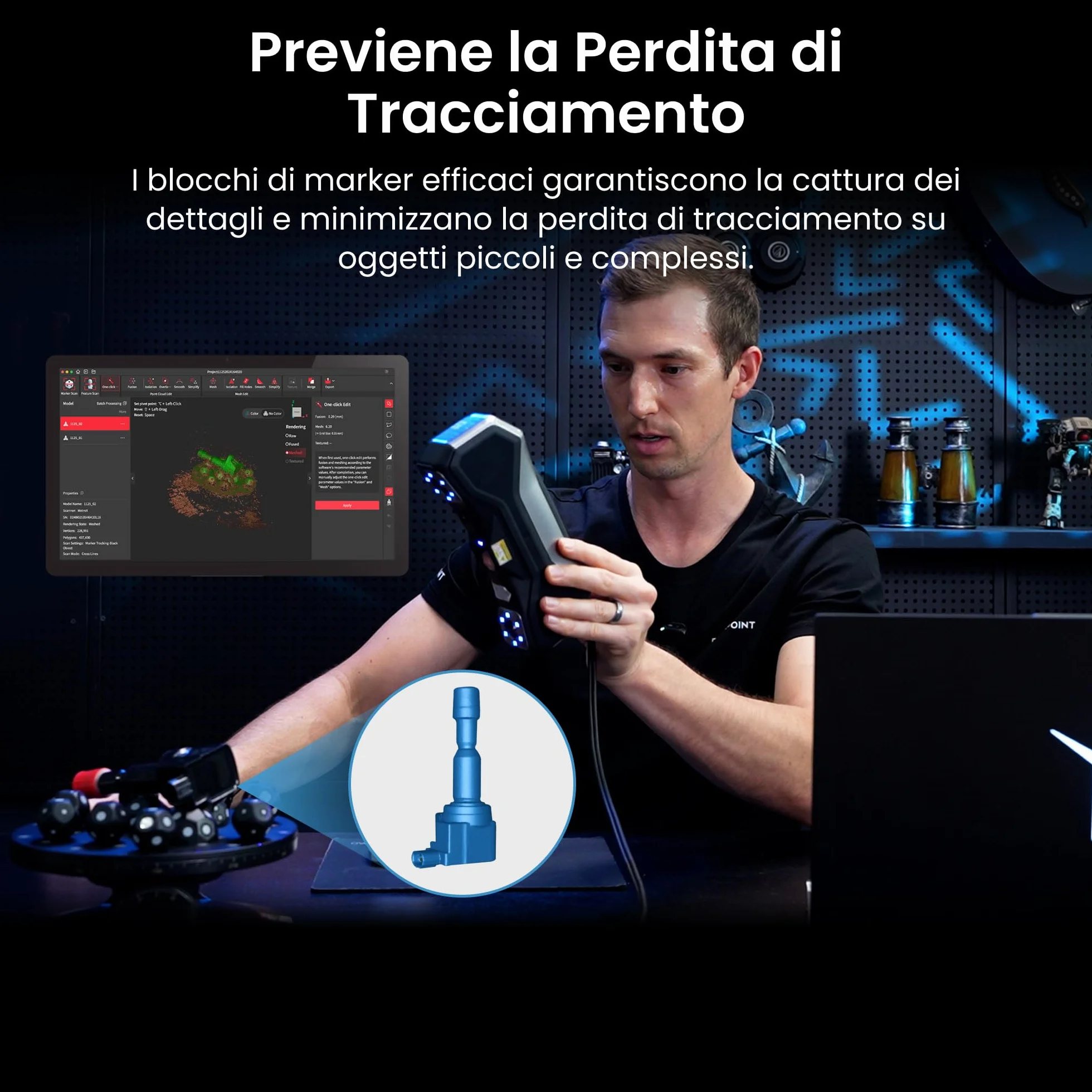 Revopoint Kit di Markers a Sfera Magnetici da 6 Pezzi per la Scansione 3D, Punti di Riferimento 3D per Prevenire la Perdita di Tracciatura e Migliorare la Precisione del Risultato