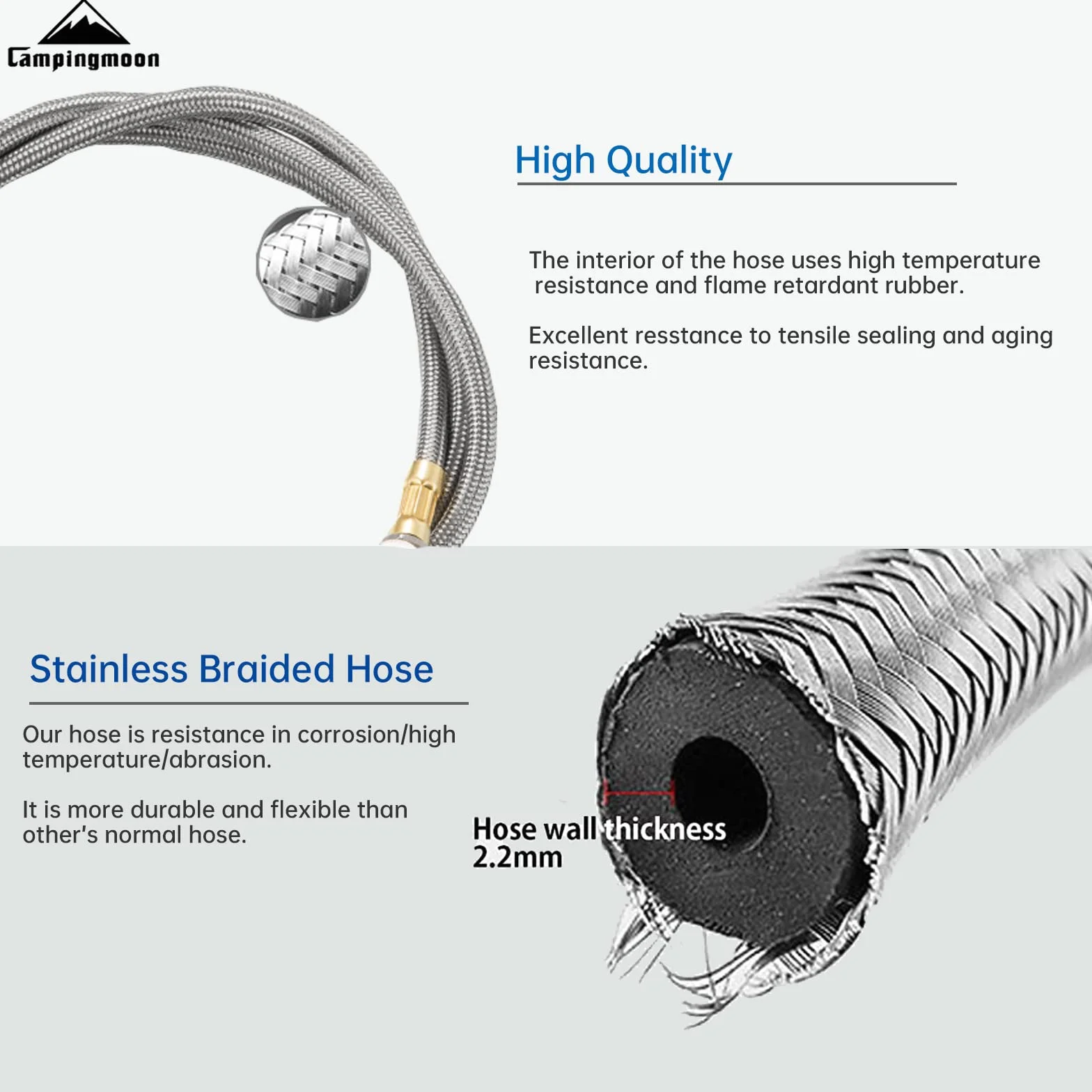Campingmoon - Adattatore per tubo del gas da campeggio per valvola Lindal EN417 a vite, contenitore e dispositivo da 100 cm