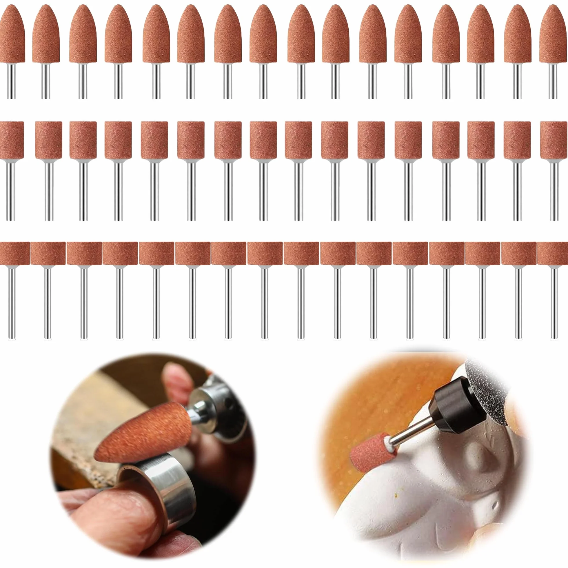 3MM Testa di Mole Montata, Multifunzione Set di Punte Abrasive in Pietra Mola con Gambo da 1/8", Accessori per Mole Set, Professionale Testa di Lucidatura per Smerigliare e Affilare Lucidatura