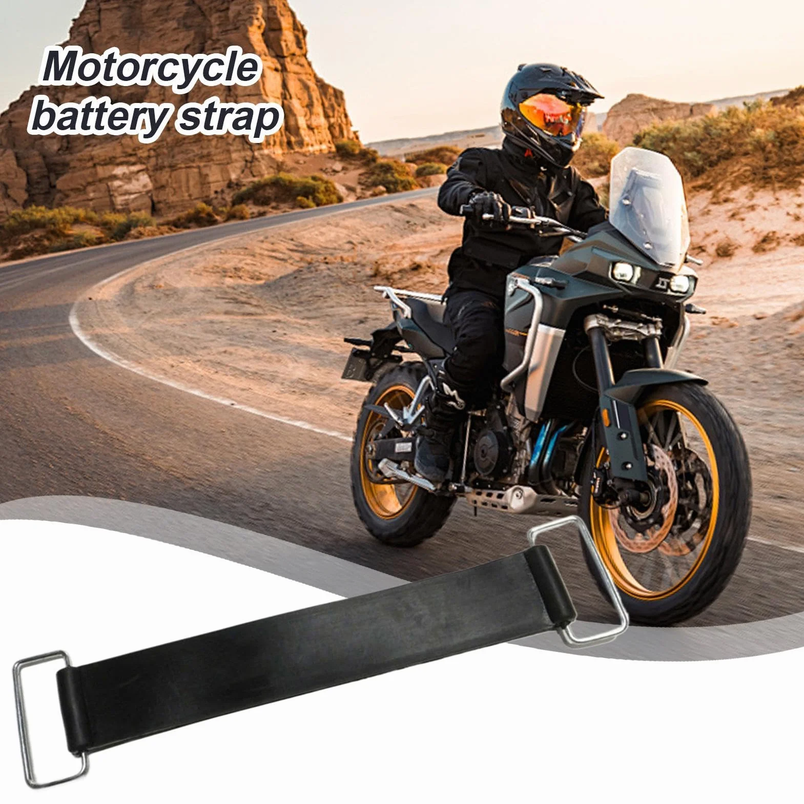 Cinghia di fissaggio per batteria moto, cinturino in gomma resistente, supporto batteria elastico