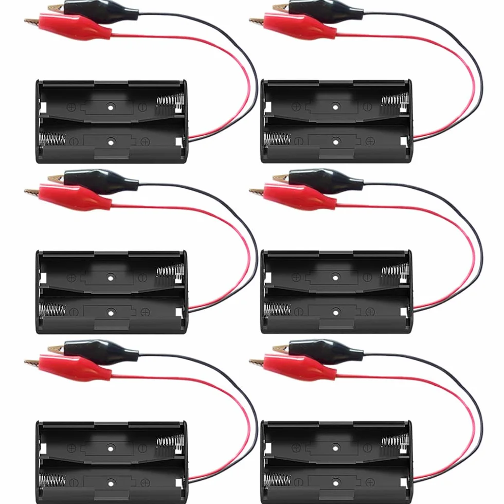 Gebildet Portabatterie Doppio AA, Portabatterie AA da 2x 1.5 V con Cavi con Clip a Coccodrillo, Portabatterie AA con Cavi con Clip a Coccodrillo (Confezione da 6)