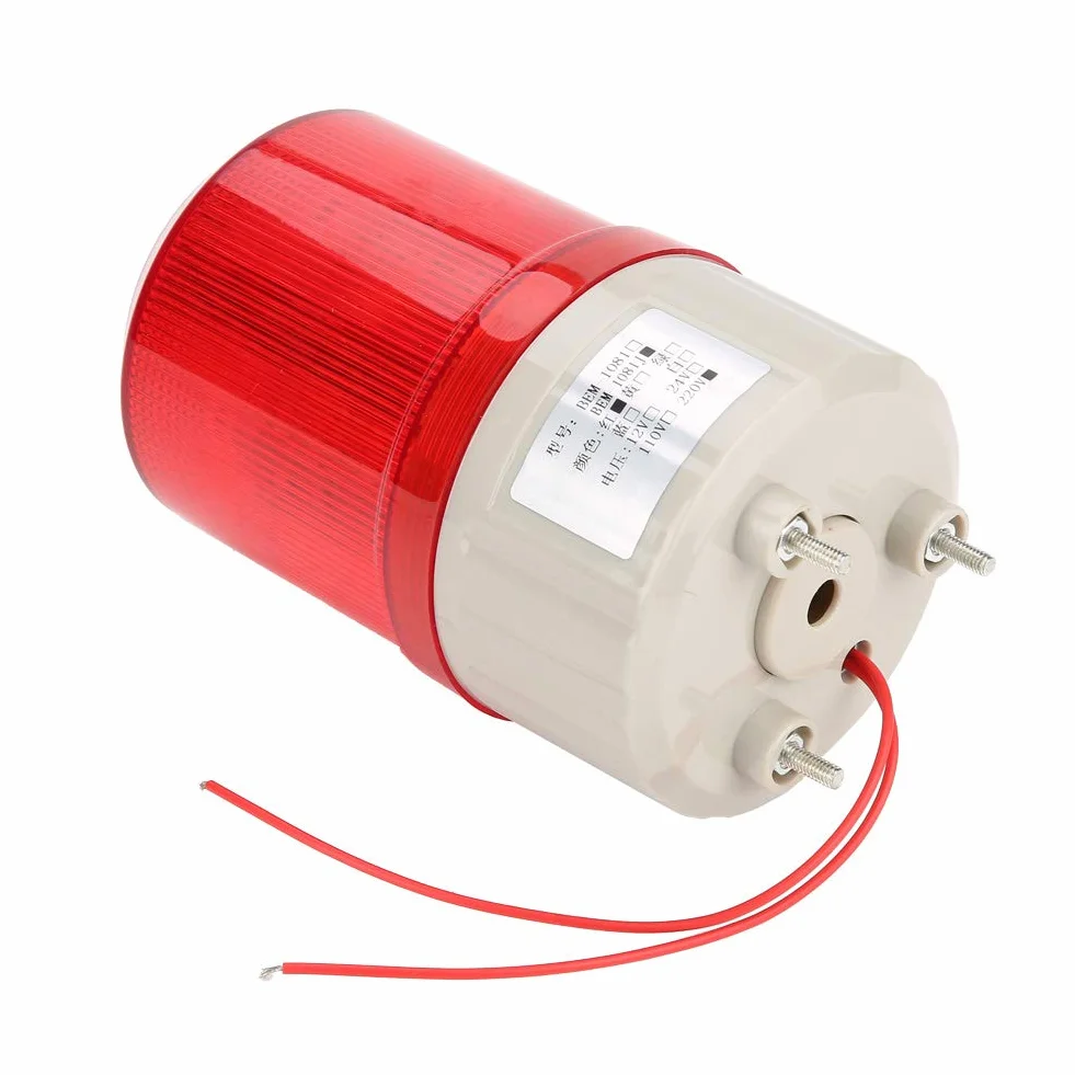 Segnalatore Luminoso LED Allarme Sonoro 220V Rosso 100dB 20W Spia Rotante Sicurezza Cantiere