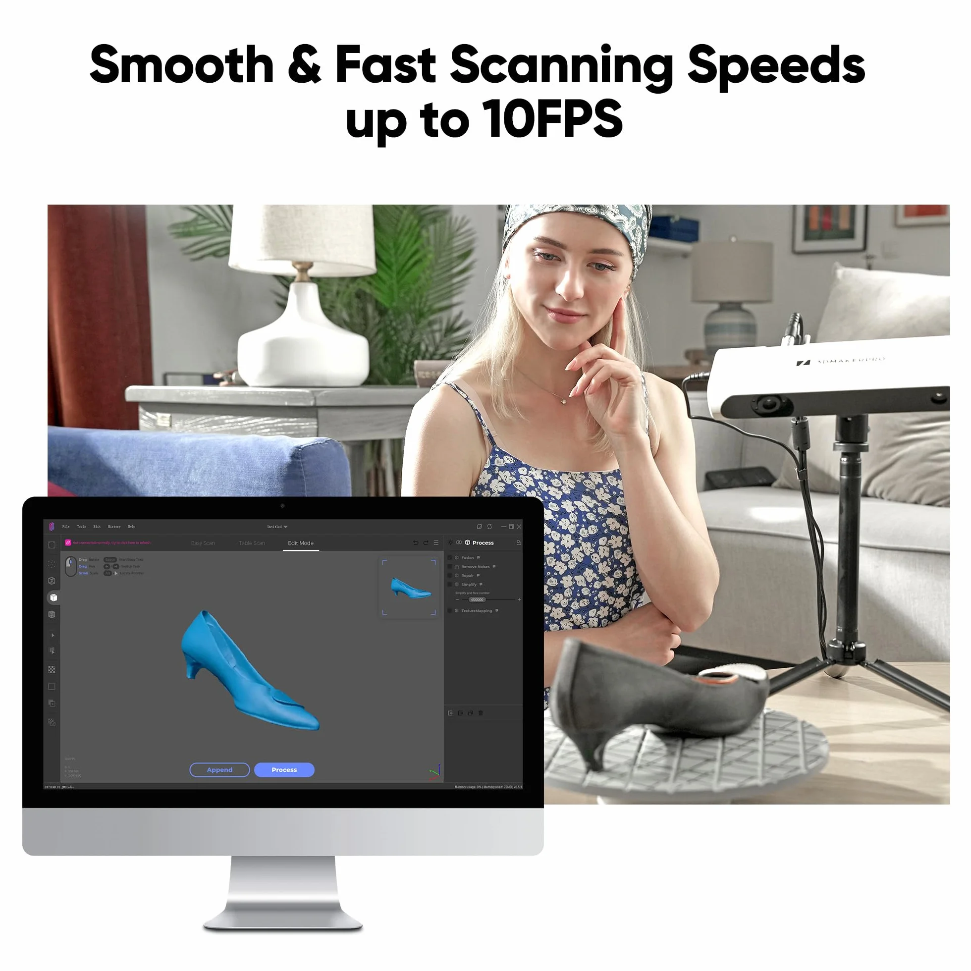3DMakerpro Lynx Scanner 3D Precisione di 0,1 mm e velocità di scansione di 10 FPS Scanner 3D portatili con algoritmo di allineamento intelligente - Pacchetto Premium