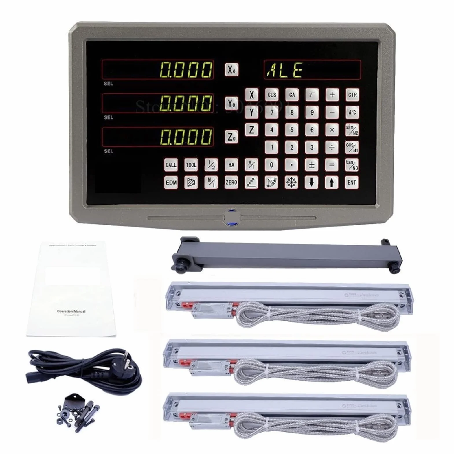 Righello di valutazione, Impostazione completa 3 AXIS DRO Digi Digital Lettura SDS6-3V. Cassa in metallo con 3pcs KA-300 di vetro lineare KA300. for la smerigliatrice del mulino del tornio per tenere