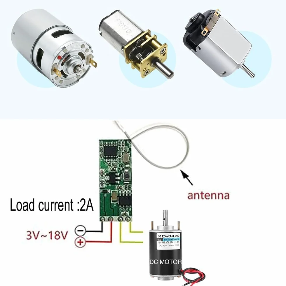 QIACHIP Interruttore di Telecomando del Motore CC senza fili Controller Ricevitore Relè DC 5V 12V con Trasmettitori, Motore di Controllo Radio avanti e indietro