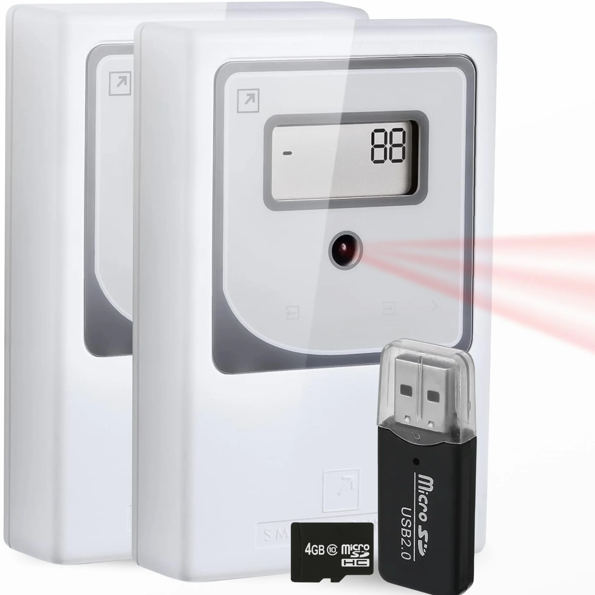 IR+ (B) Contatore di Persone Wireless a Infrarossi | Contapassi per Porte Protetto da Reset Non Autorizzato | Contatore di Traffico che Conta Automaticamente e Mostra (Data Upgraded)
