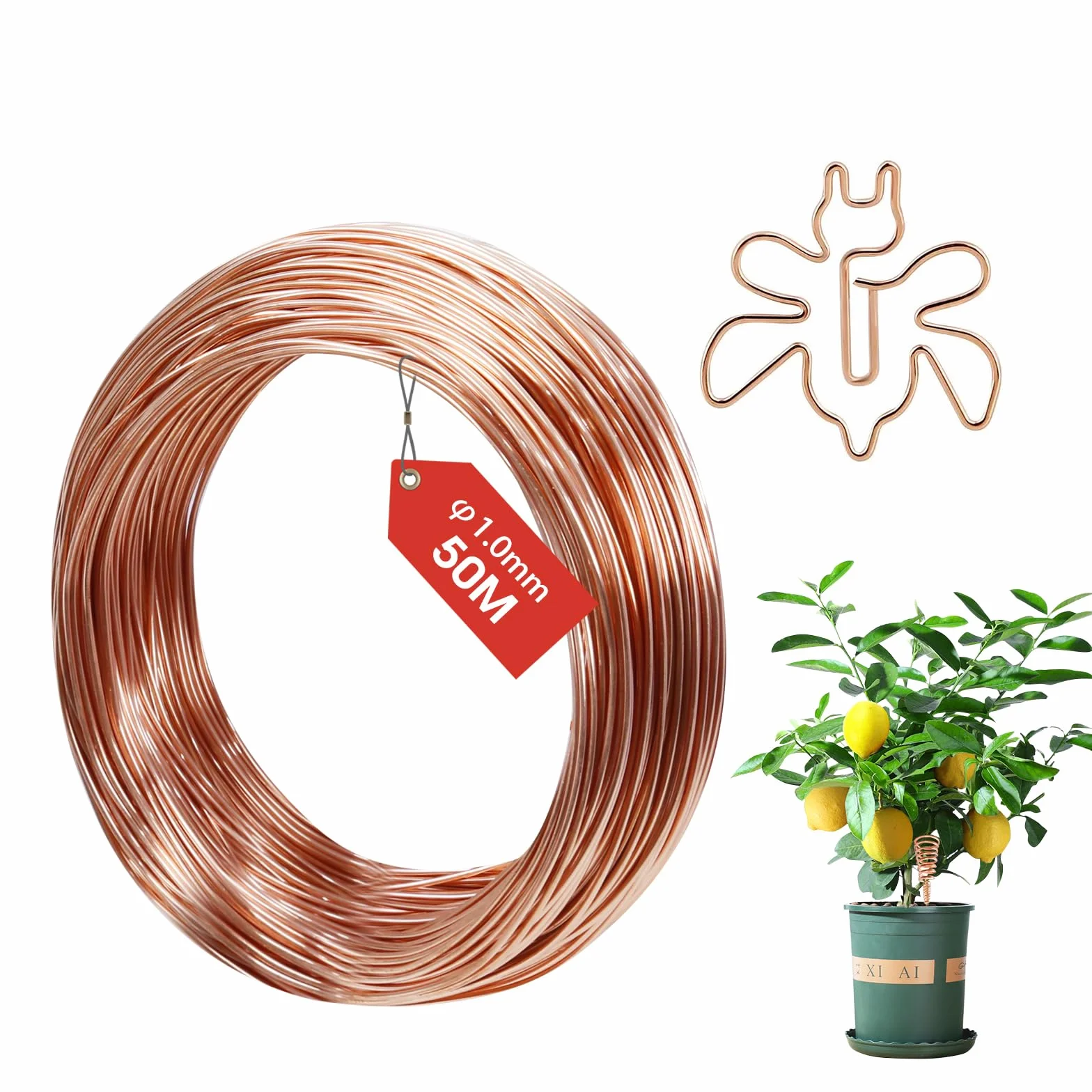 Filo di rame 1.0mmx 50m, T2 Filo Rame Non Smaltato, Filo Metallico per Bigiotteria, T2 a Filo di Rame Nudo per elettro cultura giardinaggio saldatura elettrica fai da te