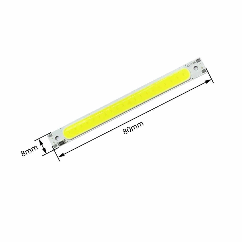 LED COB Light Platine, 5 pezzi DC 5 V 3 W Long Strip LED Chip Light Board Luce Bianca 600 mA 400 lm 6500 K per USB Touch Dimmer